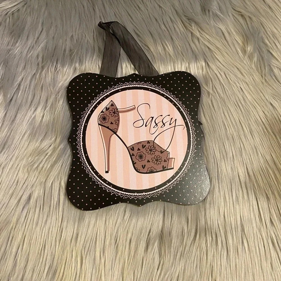 Sassy Pink & Black Wooden Hanging Sign - Picture 1 of 3